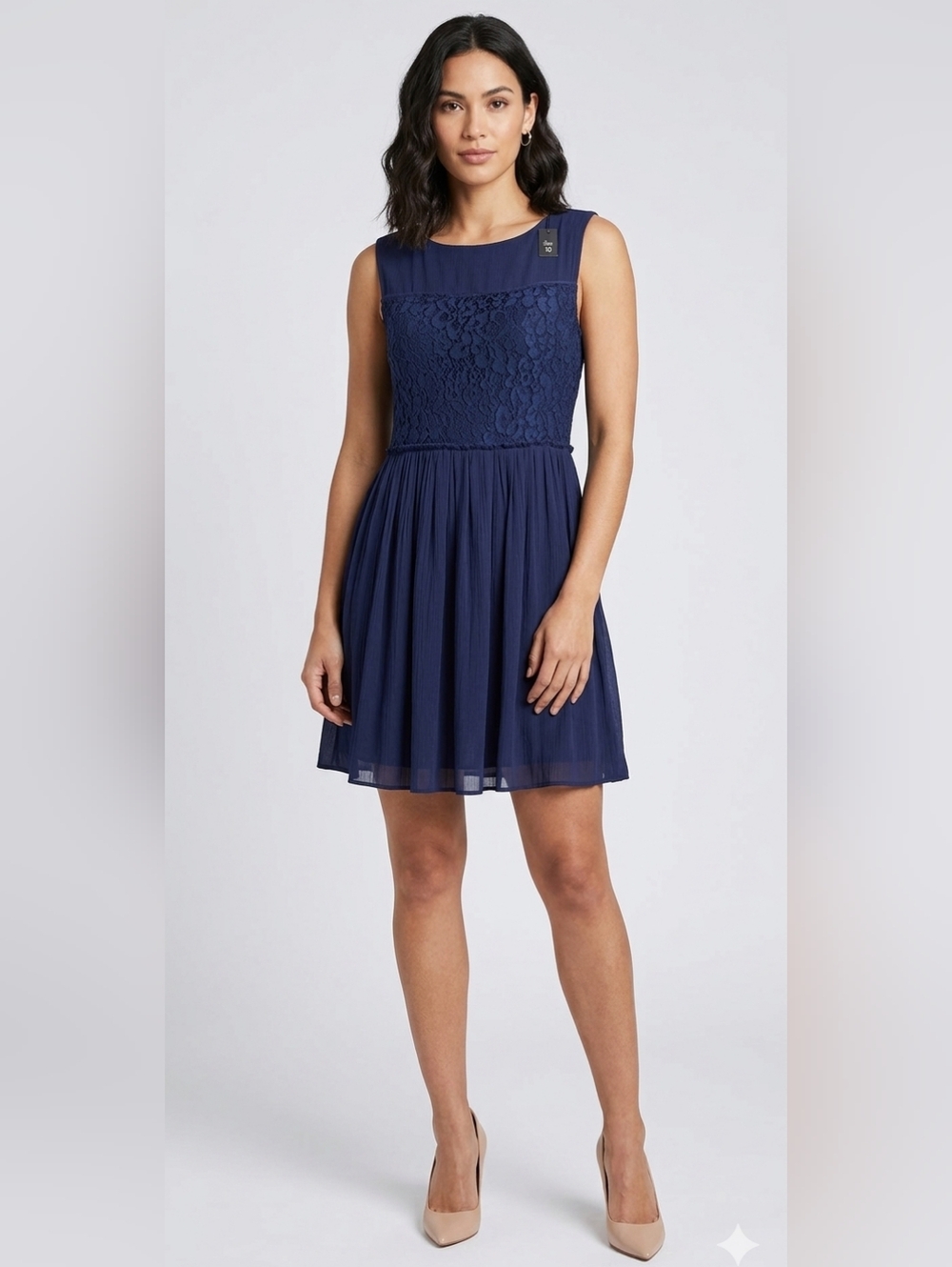 Hayden LA Midnight Blue Chiffon Lace Mini Dress | M NWT
